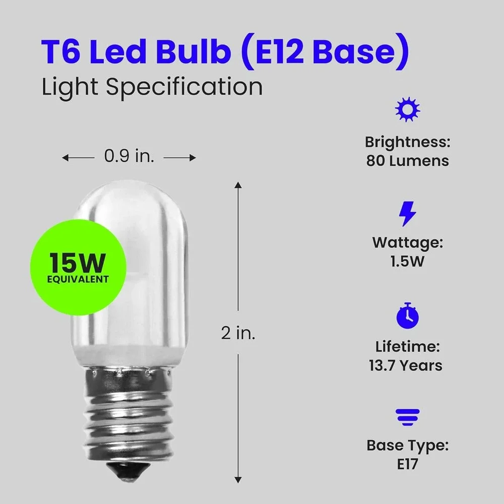 Feit Electric T7 LED Light Bulb, 15W Equivalent, 1.5W,‎ 80 Lumens, E17 Base, War